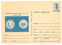 IP 77 A - 49 Centenary Independence Of Romania, Numismatics Exhibition - Stationery - Unused - 1977 - Entiers Postaux