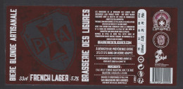 Etiquette De Bière Blonde -  French Lager  -  Brasserie Des Ligures à Peille (06) - Bière