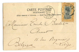 Congo Boma Oblit. Keach 1.7-DMtY Sur C.O.B. 20 Sur Carte Postale Vers Liège Le 06/03/1906 - Lettres & Documents