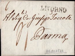 B41 - LETTERA PREFILATELICA DA LIVORNO A PARMA 1814 - ...-1850 Préphilatélie