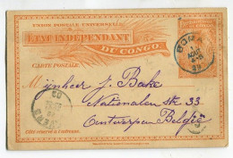 Congo Boma Oblit. Keach 1.5-DMtY Sur C.O.B. 124 Sur Entier Postal Vers Antwerpen Le 01/08/1903 - Cartas & Documentos