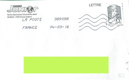 2013 N 850 MARIANE CIAPPA  GRIS ECOPLI ADHESIF MENTION 20G OBLITERE SUR LETTRE #823# - Used Stamps