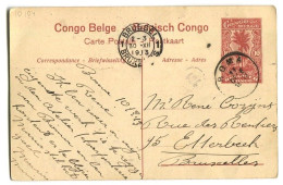 Congo Boma Oblit. Keach 1.11-DMtY Sur Entier Postal Vers Etterbeek Le 11/12/1913 - Storia Postale