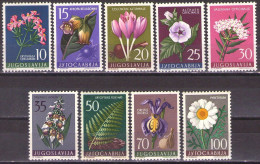 Yugoslavia 1957 - Flowers - Flora - Mi 812-820 - MNH**VF - Unused Stamps