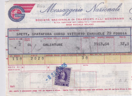 1966 Bolletta Trasporto Con Marca Da Bollo  Lire 6 Perforata FG Fratelli Gondrand  Messaggerie Nazionali Raro - Marcophilie