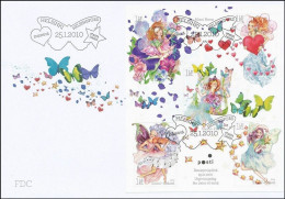 25.1.2010 Finlandia Foglietto San Valentino Favole Fate Luccicanti Su Busta FDC - Oblitérés