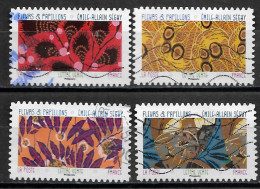 France 2023  Oblitéré - Autoadhésif    N° 2283 - 2285 - 2286 - 2287  - Fleurs Et Papillons - Used Stamps