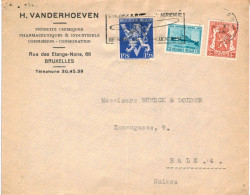 (01) Belgique  N° 419 + 683 + 725   Sur Enveloppe écrite De Buxelles Vers Bâle Suisse - 1935-1949 Piccolo Sigillo Dello Stato