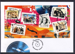 25.1.2010 Finlandia Foglietto Musica Cantante Gruppi Complessi Su Busta FDC - Used Stamps