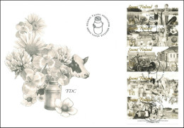 8.3.2010 Finlandia Vita Di Fattoria Mucca Latte Trattore Striscia Da Libretto Su Busta FDC - Used Stamps