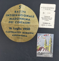 Rallye International Madonnina Dei Santauri 1950 Moto Ticket Tombola Et Autres - Sin Clasificación