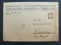 BRIEF Rakovník - Karlsdorf Pürglitz 1942 Služební   /// P6316 - Storia Postale