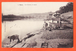 27544 / AGEN (47) La GARONNE Les Quais Lavandière Laveuse Linge Scène Lessive 1905 à SARRUT Mazamet Phototypie PERRET - Agen