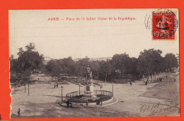 27546 / AGEN 47-Lot Et Garonne Place Du 14 JUILLET Statue De La REPUBLIQUE 1908 à Marius BOUTET Mercerie Port-Vendres - Agen