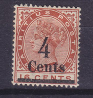 Mauritius 1900 Mi. 93, 4 Cents /16c. Queen Victoria Overprinted Aufdruck, MH* - Mauricio (...-1967)