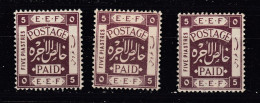 Palestine 1918 - EEF 5 Pt - 3 MH Copies (e-1) - Palestina