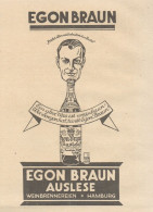 EGON BRAUN AUSLESE Weinbrennereien - Pubblicità D'epoca - 1925 Old Advert - Publicités