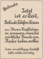 Belinde Telefon Kissen - Pubblicità D'epoca - 1925 Old Advertising - Advertising