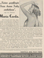 Parfum TAKY 1929 - Maria Corda - Pubblicità D'epoca - 1929 Old Advertising - Advertising