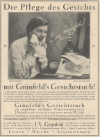 GRUNFELD'S Gesichtstuch - Pubblicità D'epoca - 1927 Old Advertising - Advertising