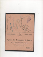 ALLEMAGNE,1916, AGENCE PRISONNIERS DE GUERRE-CROIX-ROUGE FRANCAISE,FICHE RENSEIGNEMENTS AVEC REPONSE,CENSURE  - Prisoners Of War Mail