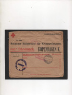 ALLEMAGNE,1917, OFFICIER RUSSE PRIS.DE GUERRE.MINDEN. CROIX-ROUGE DANOISE, CENSURE - Kriegsgefangenenpost