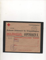 ALLEMAGNE,1918, OFFICIER RUSSE PRIS.DE GUERRE.. CROIX-ROUGE DANOISE, 2 CENSUREs : « GUTERSLOH », « KJOBENHAVN-K », - Kriegsgefangenenpost