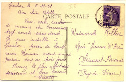 Rare Cachet Perlé "Junhac Cantal 1928" Semeuse Frappe Superbe Indice = 8 CP Lioran - Paiement Par MANGOPAY Seulement - Bolli Manuali