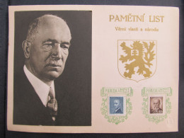 GEDENKBLATT Pamětní List Dr. Edvard Beneš, Jan Masaryk  /// P6358 - Storia Postale