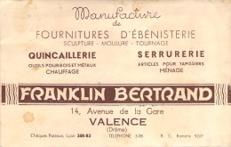 26 Drôme Carte Postale Avis De Passage Franklin Bertrand Fournitures ébénisterie Quincaillerie à Valence Av. De La Gare - Valence