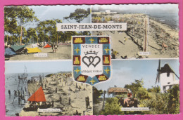 D85 - SAINT JEAN DE MONTS - LE CAMPING/LA PLAGE/LES JEUX SUR LA PLAGE/LE MARAIS, BOURINE ET MOULIN - Blason  - Saint Jean De Monts