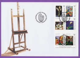 9.9.2009 Finlandia Pittori Arte Quadri Fiori Striscia Da Libretto Su FDC - Used Stamps