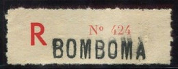 Congo Bomboma Etiquette De Recommandé Type 2Ad/R/M (grande Griffe Majuscule) Dent. 6 1/4 - Lettres & Documents