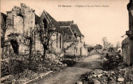 N°1767 W -cpa Chauny -l'église Et La Rue Notre Dame- - Chauny