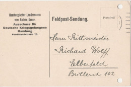 Deutsches Reich Feldpost Sendung Vom Rothen Kreuz Deutsche Kriegsgefangene Hamburg 1915 - Kriegsgefangenenpost