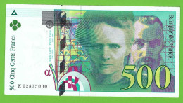 Billet "5" -  500 Francs Pierre Et Marie Curie 1994 - 500 F 1994-2000 ''Pierre Et Marie Curie''