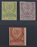 Türkei  55,56+58 U *  1888, 5 Pa.-25 Pia, 3 Werte UNGEZÄHNT, SELTEN, KW 200,- € - Unused Stamps