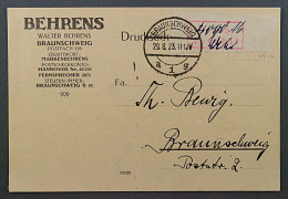 BRAUNSCHWEIG 2 B, Gebührenzettel Auf Ortspostkarte, SELTEN, Geprüft BPP 200,-€ - 1922-1923 Emissioni Locali