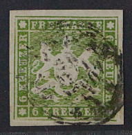 Württemberg  13 A,  6 Kr. Ohne Seidenfaden, Sauber Gestempelt, LUXUS, KW 140,- € - Usati