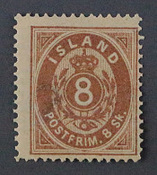 Island  4 A *  Erste Ausgabe 8 Sk. Braun, Gezähnt 14, Originalgummi, KW 300,- € - Used Stamps