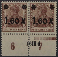 Dt. Reich  154 Ib DZ Paar ** 1,60 Mk. FARBE: Dunkelbraun, Geprüft KW 460,- € - Nuevos