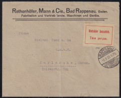 1923, KARLSRUHE OPD Gebührenzettel Type I Auf Sauberem Brief, Geprüft, 800,-€ - 1922-1923 Lokale Uitgaves