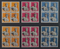 SCHWEIZ SBK 259-61 W+x, Beide Papiere ! VIERERBLOCKS Zentrum-Stempel, 600,-SFr. - Oblitérés