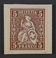 Schweiz  22 P,  Sitzende Helvetia 5 Rp. PROBEDRUCK In KUPFER Auf Karton, SELTEN - Unused Stamps