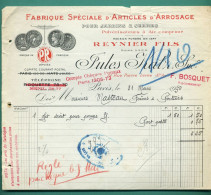 75 Paris Reynier Bosquet Succ Articles D' Arrosage Pour Jardins Et Serres Pulvérisateurs à Air Comprimé 31 Mars 1930 - Landbouw