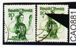 CAO881 ÖSTERREICH 1948 Michl 897 PLATTENFEHLER FARBSTRICH Durch "0" Gestempelt SIEHE ABBILDUNG - Variétés & Curiosités