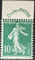 188** Publicité Ovules Phéna Semeuse 10c Vert 'maigres' - Unused Stamps