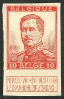 Belgium, Belgien, 1912, King Albert, 10c Proof, Imperforated Without Gum - Altri & Non Classificati