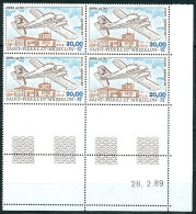 SPM Saint Pierre Et Miquelon PA N° 68 Y&T  Bloc De 4 Coin Daté Du 28/02/89 Neuf Sans Charnière Avion Piper Aztec - Nuevos