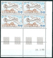 SPM Saint Pierre Et Miquelon PA N° 68 Y&T  Bloc De 4 Coin Daté Du 28/02/89 Neuf Sans Charnière Avion Piper Aztec - Ongebruikt